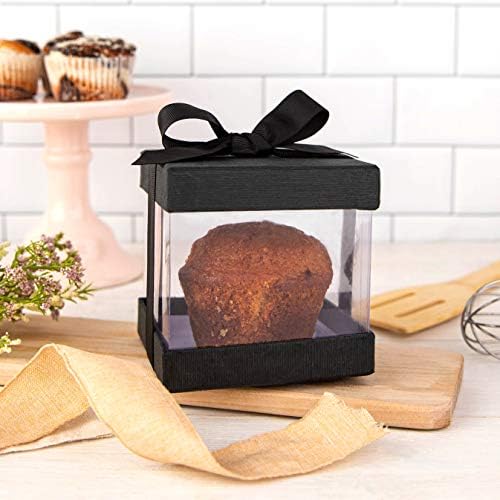 Hammont Clear Gift Box 6-Pack with Base Lid and Ribbon