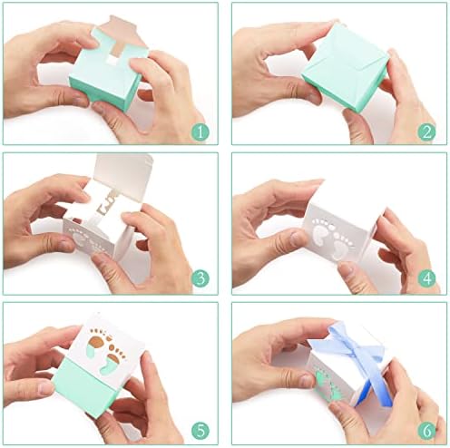 100 Pack Baby Shower Favor Boxes with Ribbon Blue