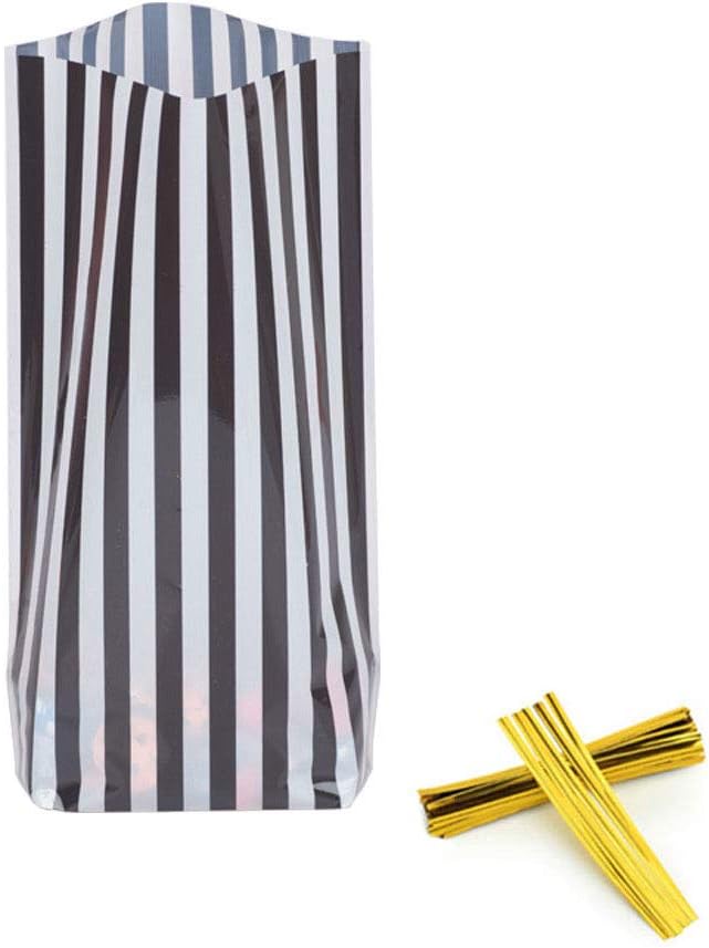 ZOOYOO Black Stripes Cellophane Treat Bags 50 Pack