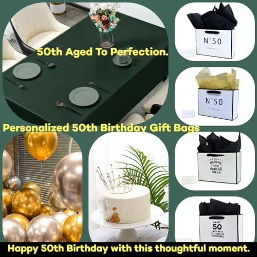 JUNESHE 50th Birthday Gift Bag for Men Women