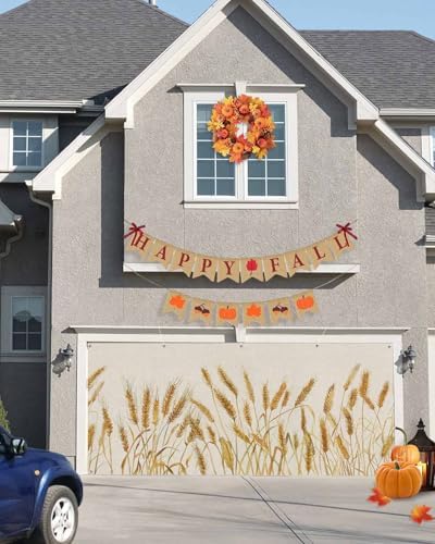 IDOWMAT Fall Yellow Wheat Spikelets Garage Door Cover 7x8ft