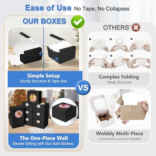 Shallive 4-Inch Cookie Boxes 25 Pcs Black Gift Box