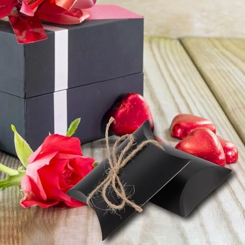 LEXININ 150 Pack Large Black Pillow Boxes