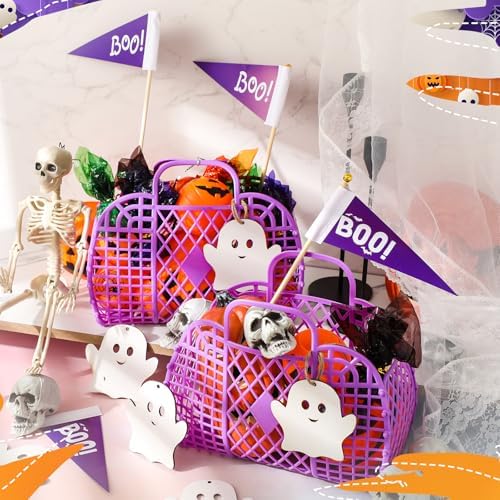 Gerrii 6 Pcs Halloween Boo Basket Treat Bags Party Favor