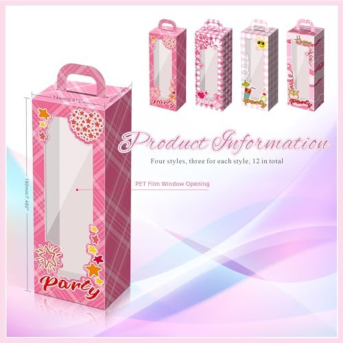 ODRMA 12 PCS Pink Party Favor Boxes