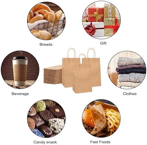 100pcs Kraft Paper Bags for Retail and Events