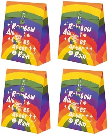 VIWATIN Rainbow Drawstring Gift Bags 4-Pack