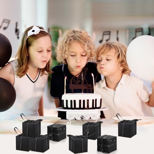 Adecortalk 100Pcs Black Gift Boxes with Ribbons