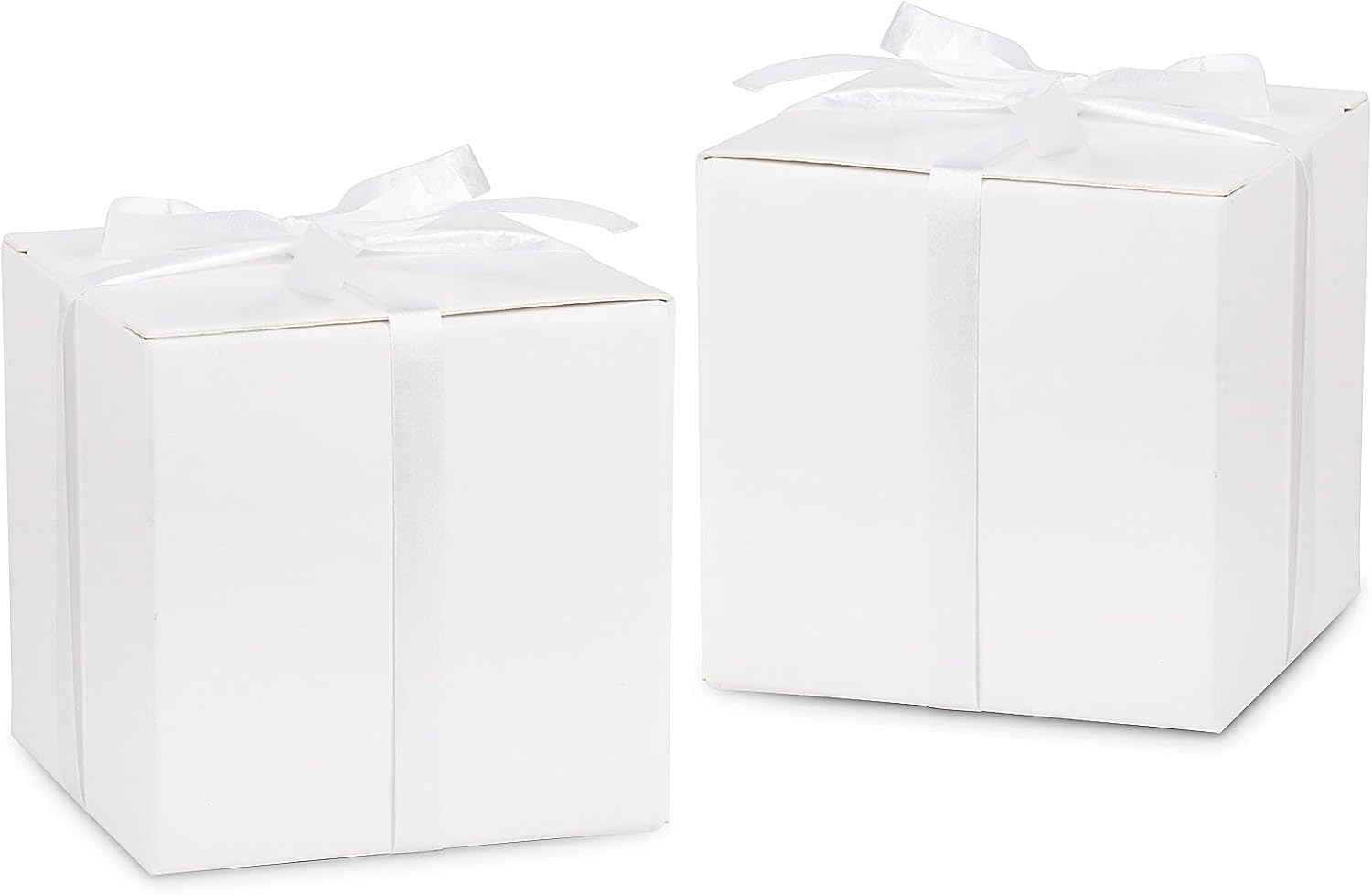 Adecortalk 100 Pcs Mini White Gift Boxes with Ribbons