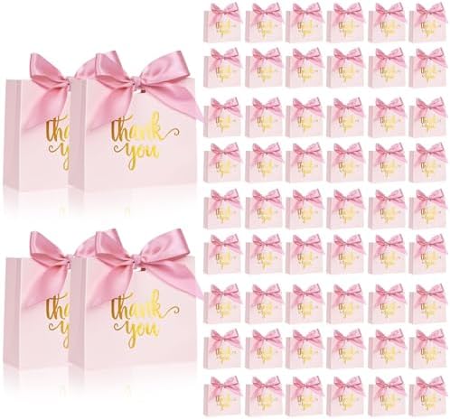 DECHISY 60 Pack Pink Mini Gift Bags Wedding Favor Boxes