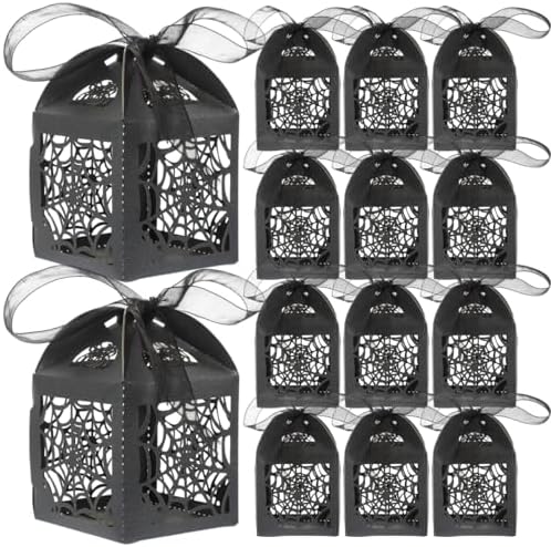 BESTOYARD 50Pcs Halloween Favor Boxes with Ribbons
