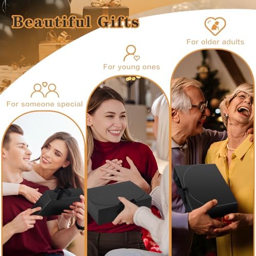 15 Pack Black Gift Boxes with Lids for Wedding and Party