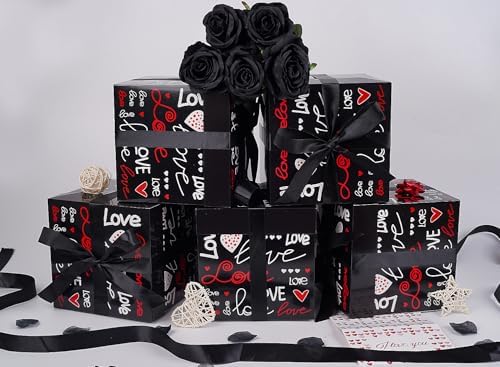 Jaywayang 5 Pack Valentine Gift Boxes with Lids and Ribbons