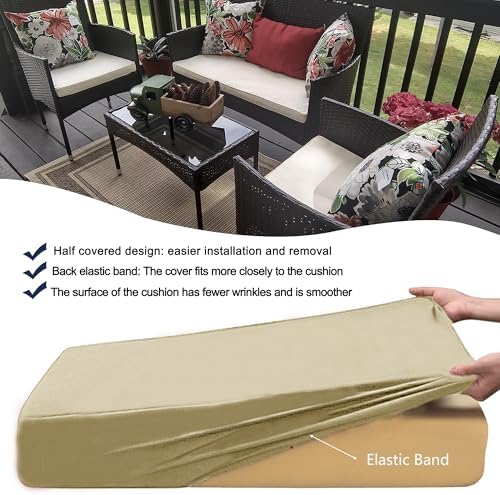 Sqodok 3 Pack Waterproof Cushion Covers for Wicker Rattan Furniture