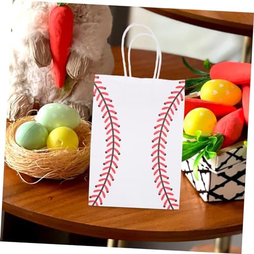SHOWERORO 12pcs White Kraft Paper Baseball Party Bags