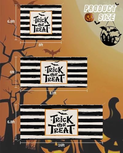 IDOWMAT Black Quotes Trick Or Treat Garage Door Cover 7x8ft
