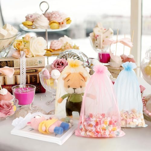 100PCS Black Organza Drawstring Gift Bags
