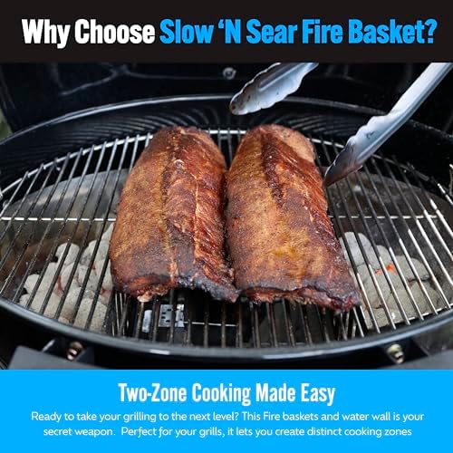Slow N Sear FireBaskets with Water Pan - Large Capacity Outdoor Grill Basket