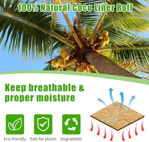 Dovesail Coco Liner Roll 16x160 Inch Natural Coir Basket Liner