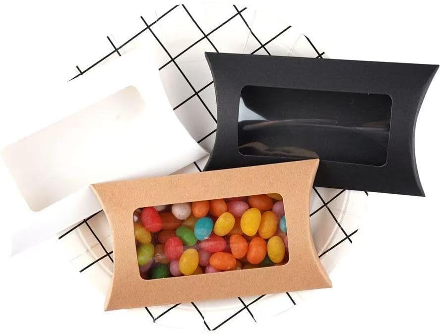 50Pcs Mini Cookie Box with Window Gift Packaging for Parties