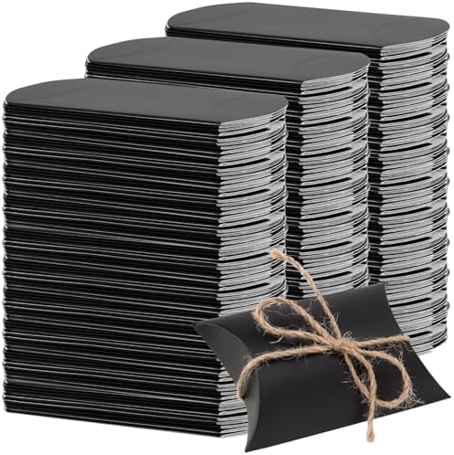 LEXININ 150 Pack Large Black Pillow Boxes