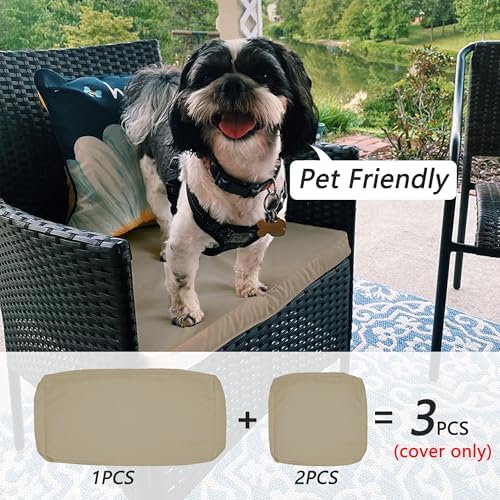 Sqodok 3 Pack Waterproof Cushion Covers for Wicker Rattan Furniture