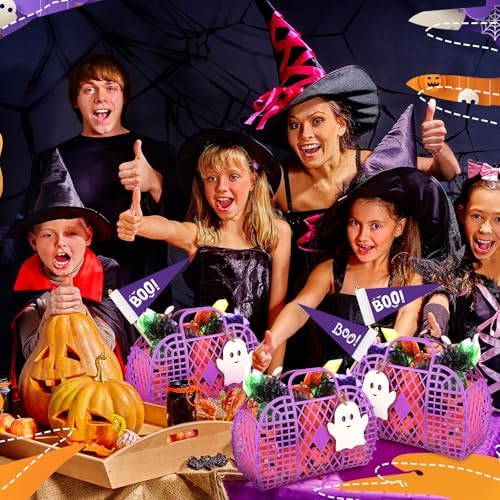 Gerrii 6 Pcs Halloween Boo Basket Treat Bags Party Favor