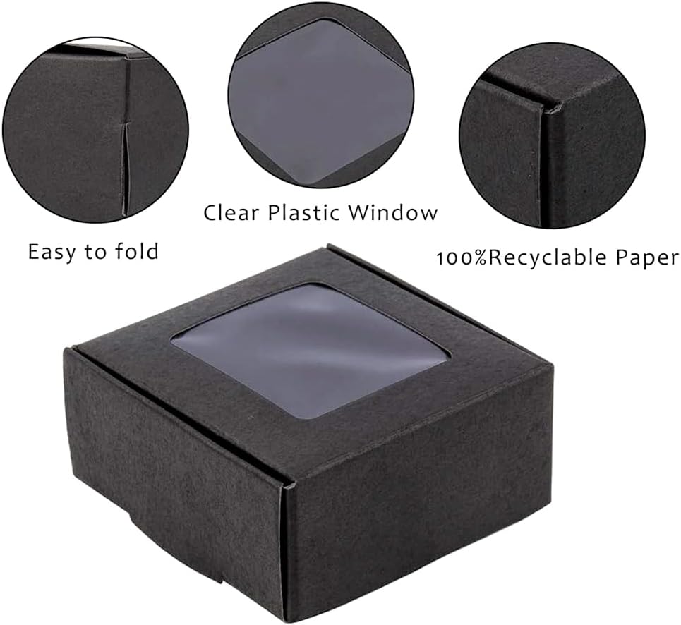 BENECREAT 100-Pack Kraft Gift Boxes with Clear Window