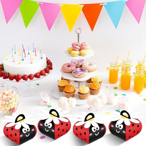 Humyoun 36 Pcs Ladybug Gift Boxes Party Favor Treat Bags