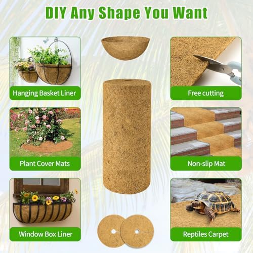 Dovesail Coco Liner Roll 16x160 Inch Natural Coir Basket Liner