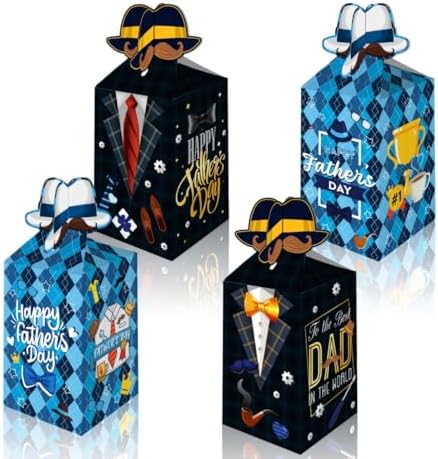 LOONELO Fathers Day Favor Boxes 12 Pcs Blue Cardboard Treat Gift Boxes