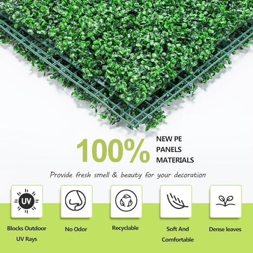 AOKIE 20x20 Inch Artificial Grass Wall Panels Decor Set