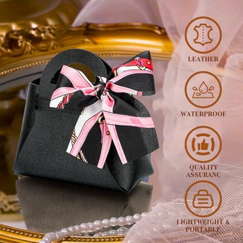 KAZIPA 12 Pack Faux Leather Gift Bags with Handle