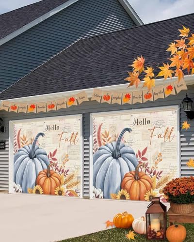 Fall Garage Door Banner 7x8 ft Hello Pumpkin Decor