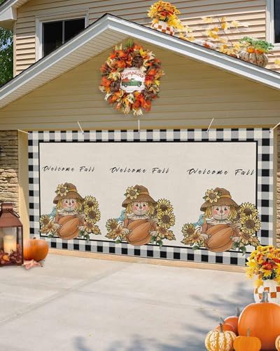 Thanksgiving Garage Door Cover 7x8ft Retro Farm Decor