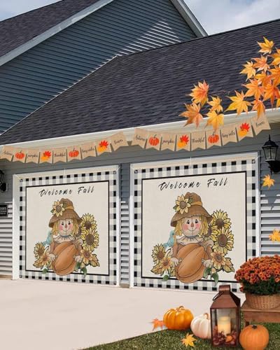 Thanksgiving Garage Door Cover 7x8ft Retro Farm Decor