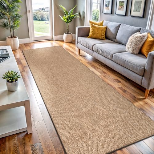 Washable Jute Rug 2x7 Natural Farmhouse Boho Design