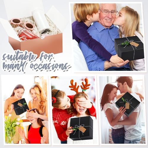 Crtiin 8 Pack Black Gift Boxes with Lids for Wedding Gifts