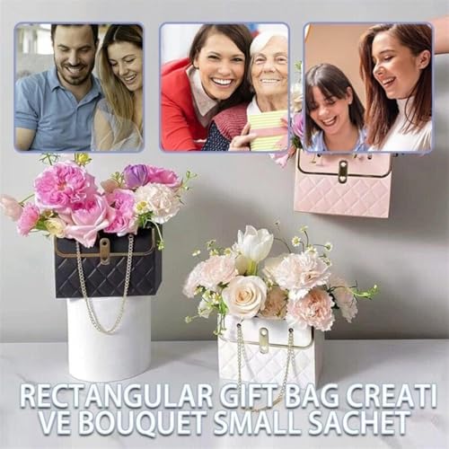 8PCS Flower Paper Gift Bag with Metal Chain Handle