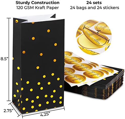 ROYAL BLUEBONNET Black Gold Party Favor Bags and Stickers