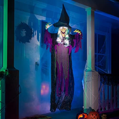 JOYIN 72 Inch Halloween Witch Decor Light Up Sound Activated