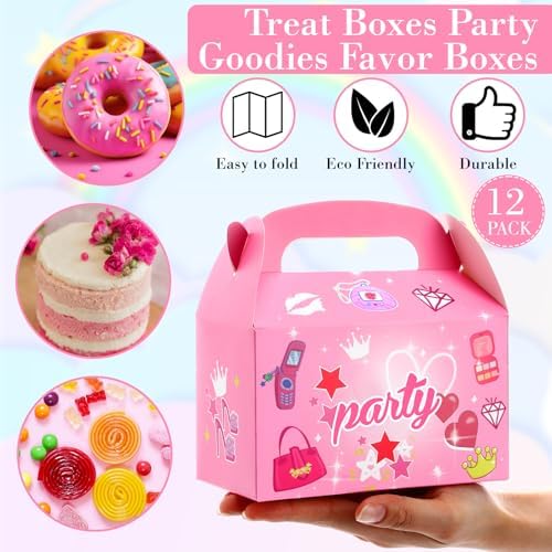 Motiskyy Blue Pink Goodie Bags 12 Pcs Gift Boxes with Handle