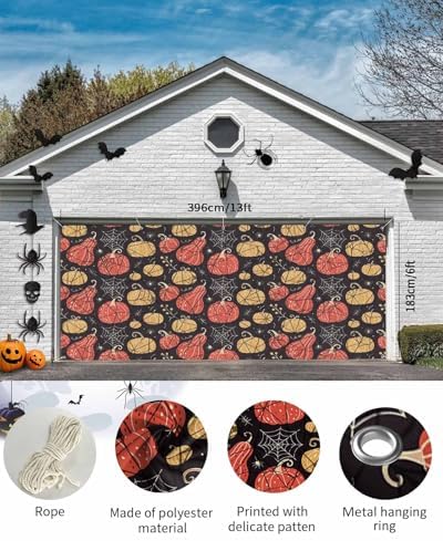 IDOWMAT Abstract Halloween Garage Door Cover 7x8ft