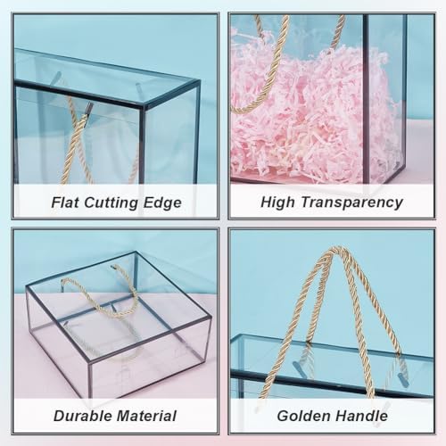 BENECREAT 10 Pack Clear PET Gift Boxes with Handle