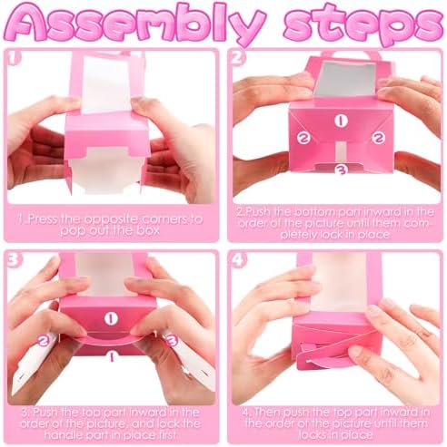 TecUnite 24 Pcs Pink Girl Party Favor Boxes