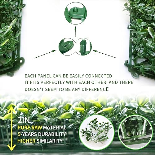 NETAP Artificial Boxwood Wall Panels 10x10 12pc 4-Layer