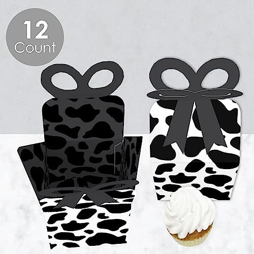 Big Dot of Happiness Cow Print Gift Boxes Set of 12