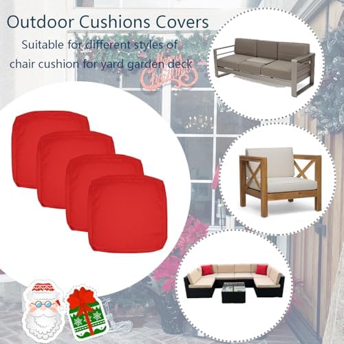 FLYMEI 4Pack 24x24x4 Outdoor Cushion Covers