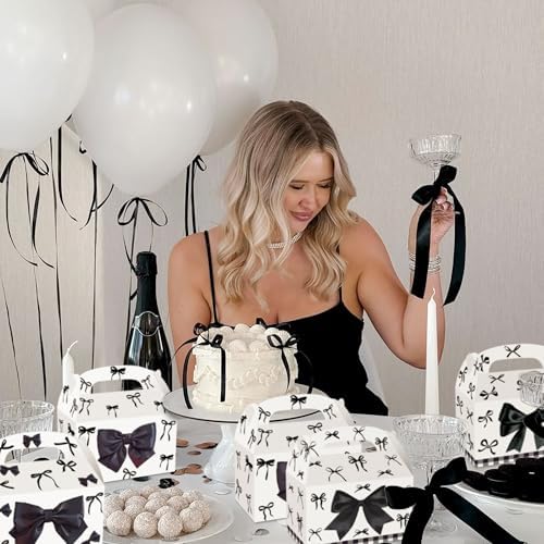 BACH AND BOUJEE 12 Piece Black Bow Party Boxes