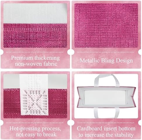 Pink Reusable Gift Bags with Handles 25 Pcs Metallic Design